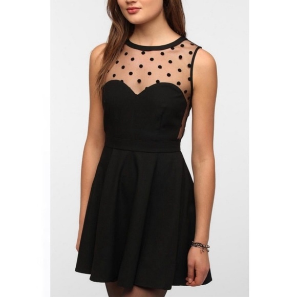 Anthropologie Dresses & Skirts - Anthropologie Coincidence & Chance Polka Dot Dress Size Medium Black Mesh Mini